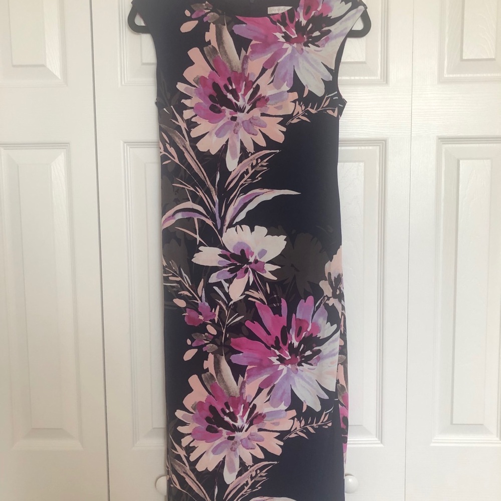 Navy and floral print midi dress sz 4
